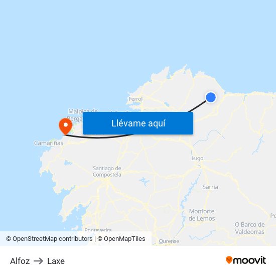 Alfoz to Laxe map