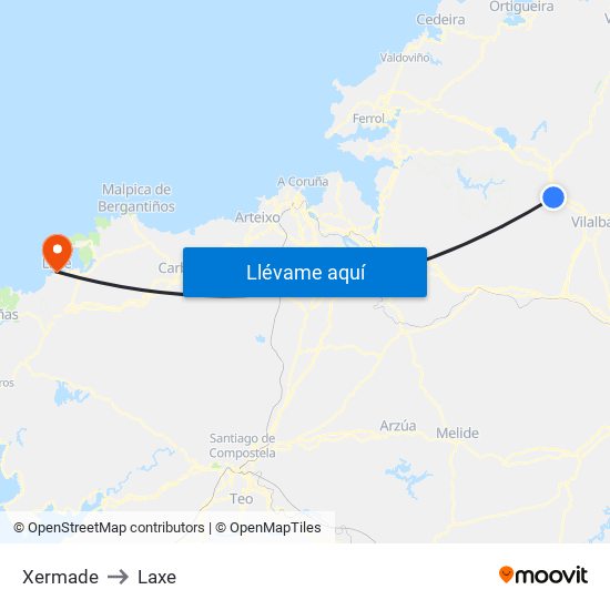 Xermade to Laxe map