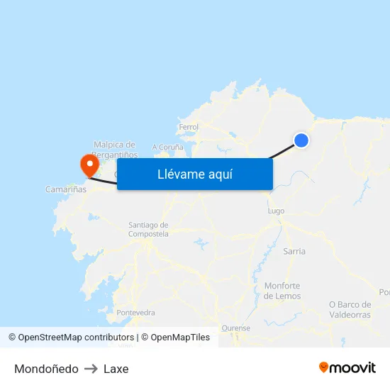 Mondoñedo to Laxe map