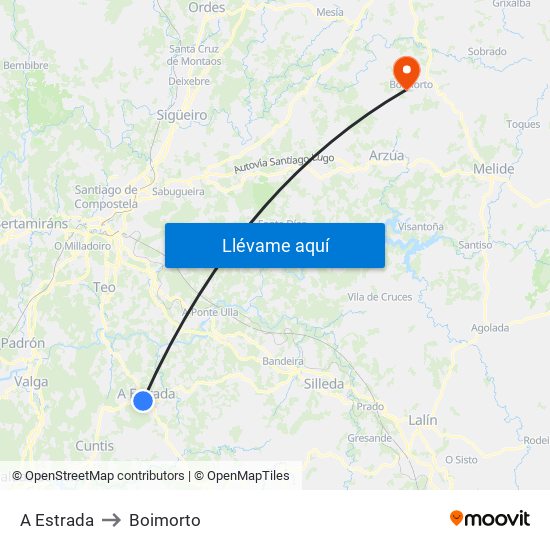 A Estrada to Boimorto map