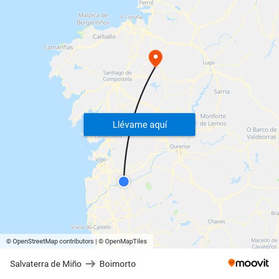 Salvaterra de Miño to Boimorto map