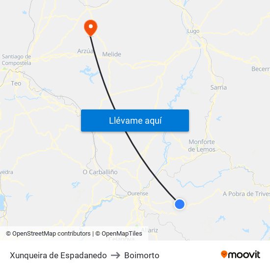 Xunqueira de Espadanedo to Boimorto map