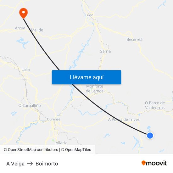 A Veiga to Boimorto map