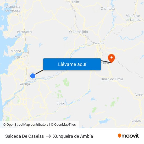 Salceda De Caselas to Xunqueira de Ambía map