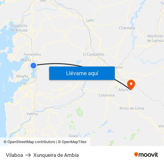 Vilaboa to Xunqueira de Ambía map