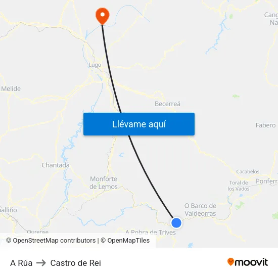 A Rúa to Castro de Rei map