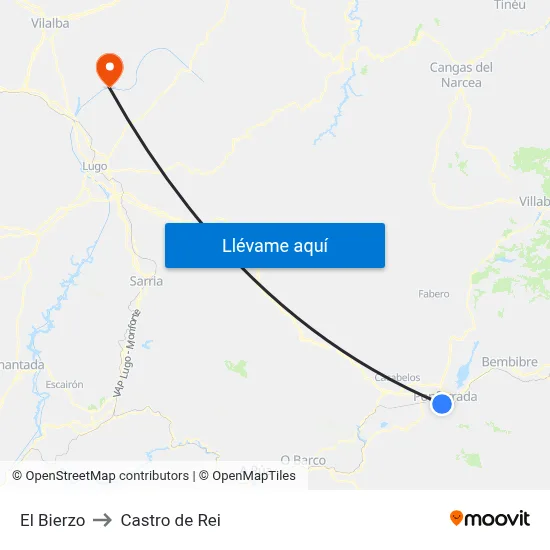 El Bierzo to Castro de Rei map