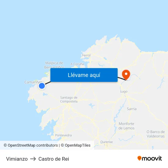 Vimianzo to Castro de Rei map