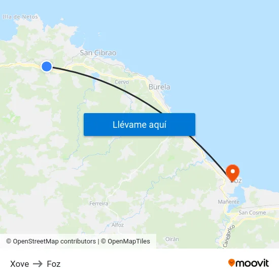 Xove to Foz map