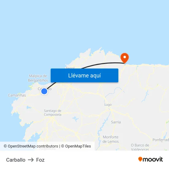Carballo to Foz map