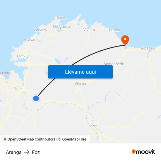 Aranga to Foz map