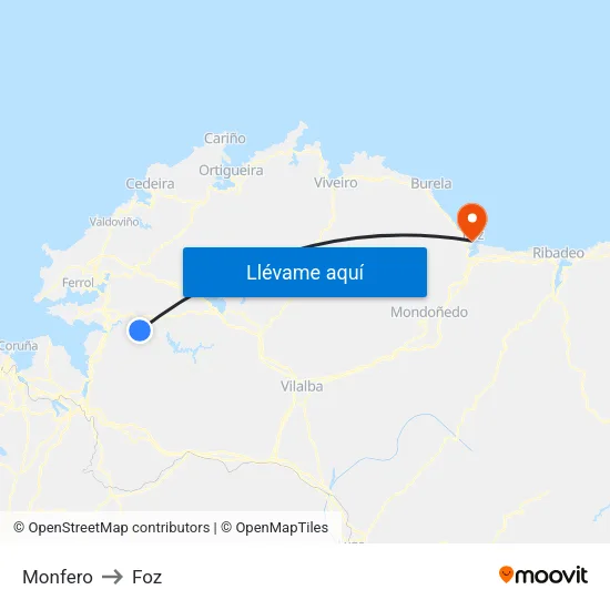 Monfero to Foz map
