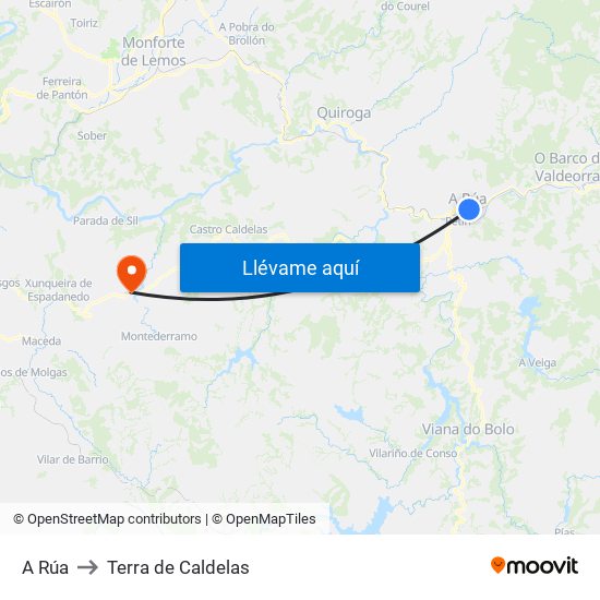 A Rúa to Terra de Caldelas map
