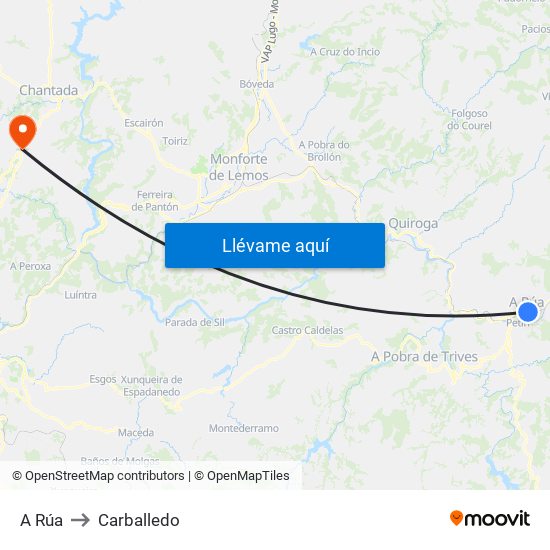 A Rúa to Carballedo map