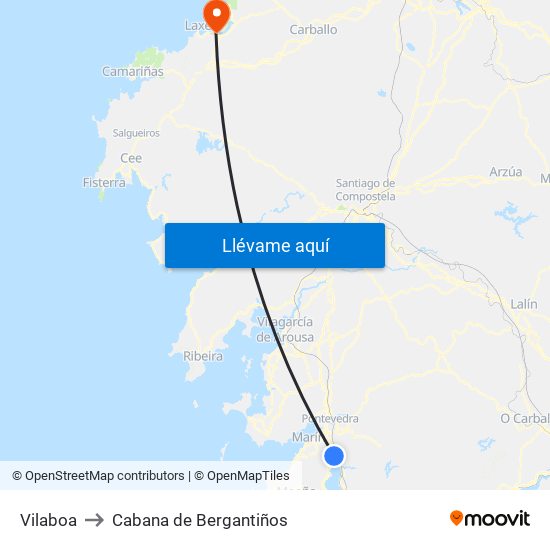 Vilaboa to Cabana de Bergantiños map