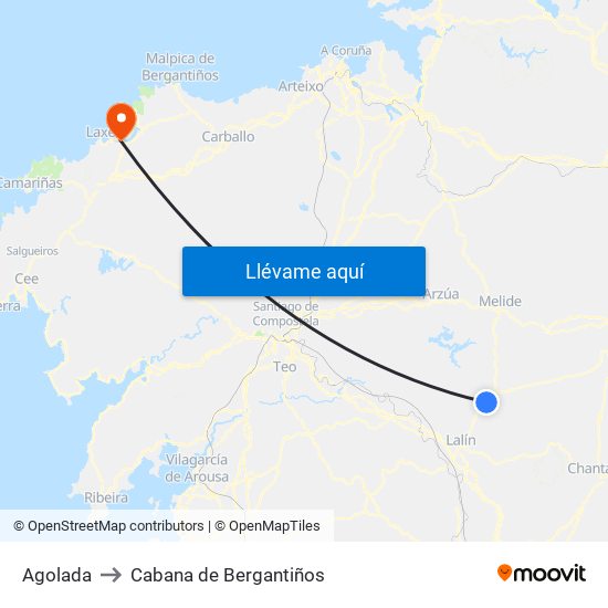 Agolada to Cabana de Bergantiños map