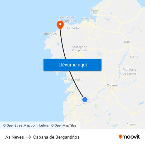 As Neves to Cabana de Bergantiños map