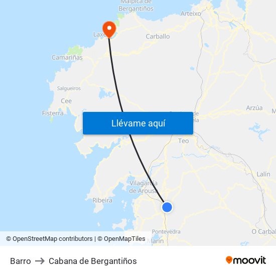 Barro to Cabana de Bergantiños map