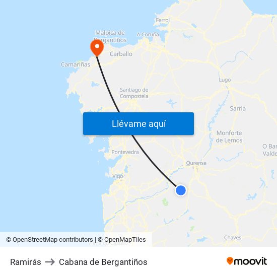 Ramirás to Cabana de Bergantiños map