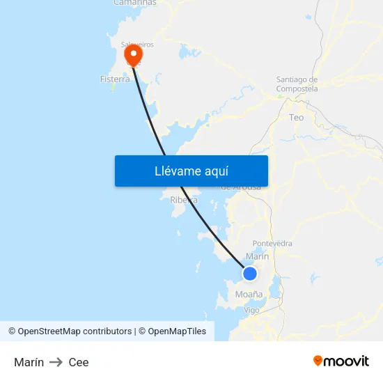Marín to Cee map