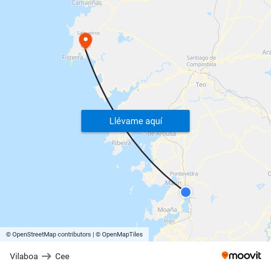 Vilaboa to Cee map