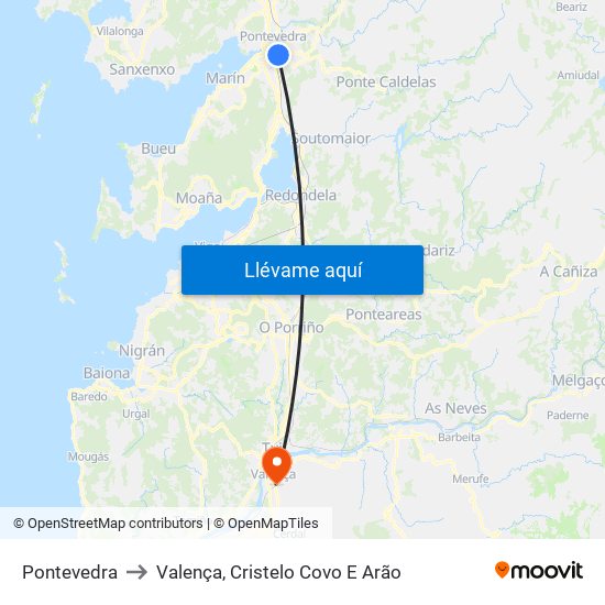 Pontevedra to Valença, Cristelo Covo E Arão map