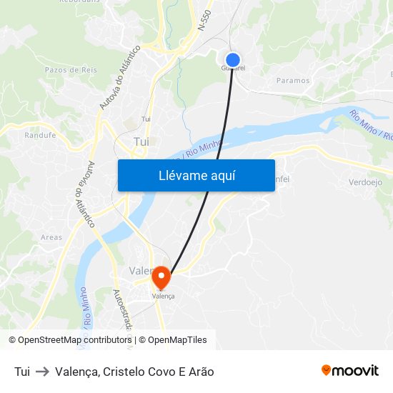 Tui to Valença, Cristelo Covo E Arão map