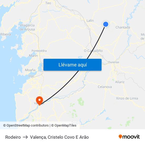 Rodeiro to Valença, Cristelo Covo E Arão map