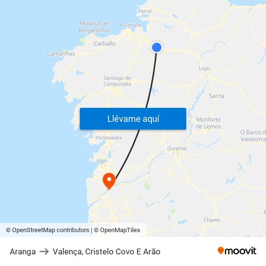 Aranga to Valença, Cristelo Covo E Arão map