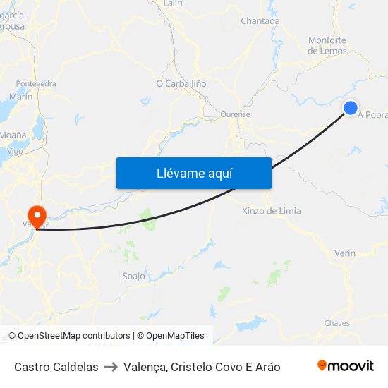 Castro Caldelas to Valença, Cristelo Covo E Arão map