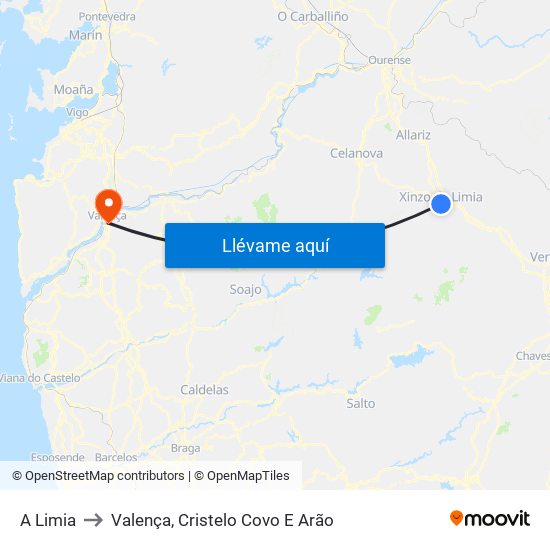 A Limia to Valença, Cristelo Covo E Arão map