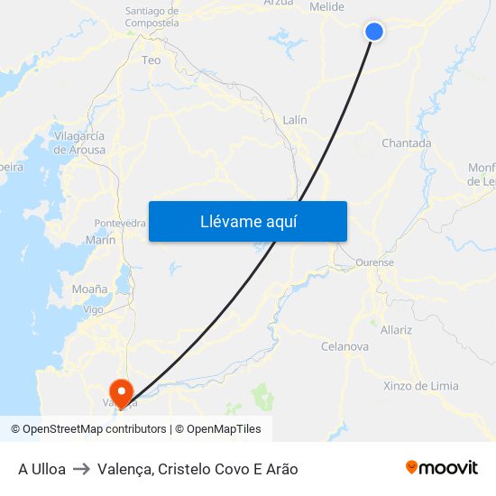 A Ulloa to Valença, Cristelo Covo E Arão map