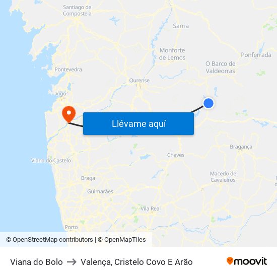 Viana do Bolo to Valença, Cristelo Covo E Arão map