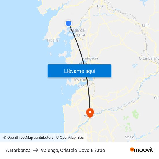 A Barbanza to Valença, Cristelo Covo E Arão map