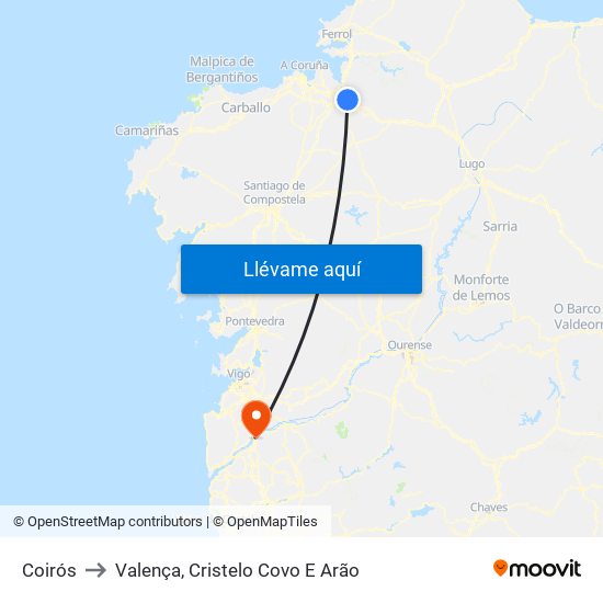 Coirós to Valença, Cristelo Covo E Arão map