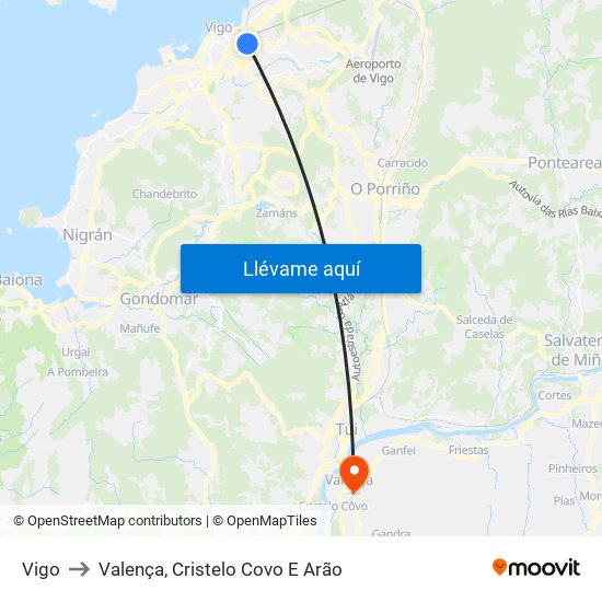 Vigo to Valença, Cristelo Covo E Arão map