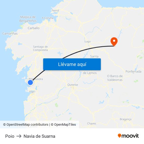 Poio to Navia de Suarna map