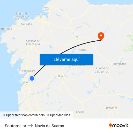 Soutomaior to Navia de Suarna map