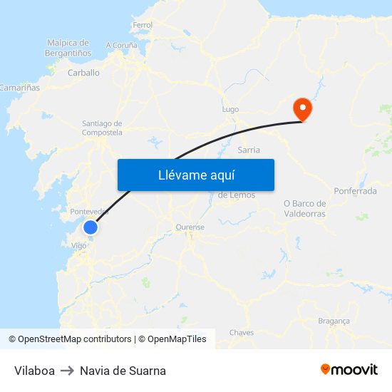 Vilaboa to Navia de Suarna map