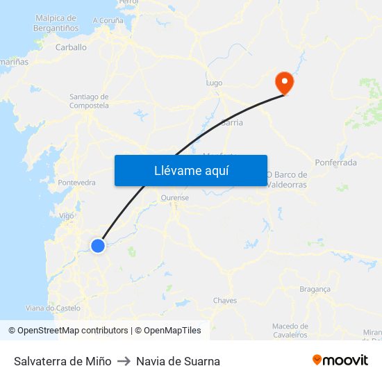 Salvaterra de Miño to Navia de Suarna map