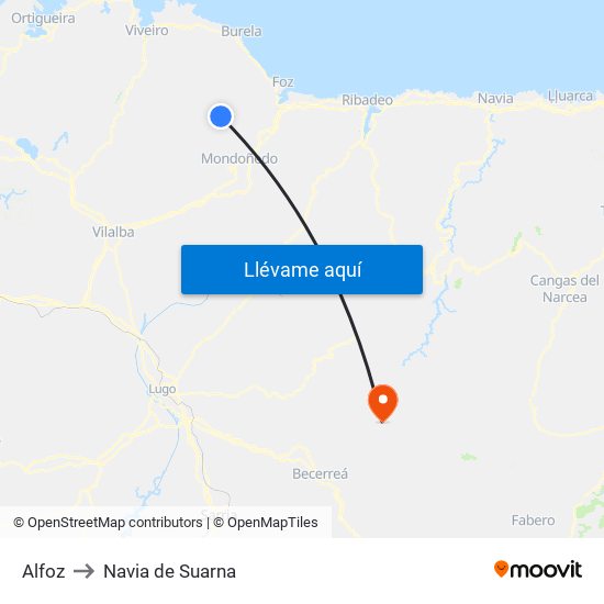 Alfoz to Navia de Suarna map