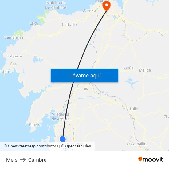 Meis to Cambre map