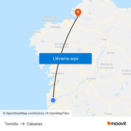 Tomiño to Cabanas map