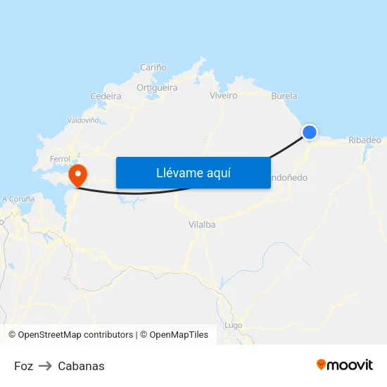 Foz to Cabanas map