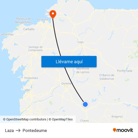 Laza to Pontedeume map