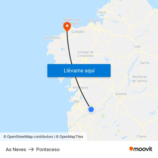 As Neves to Ponteceso map