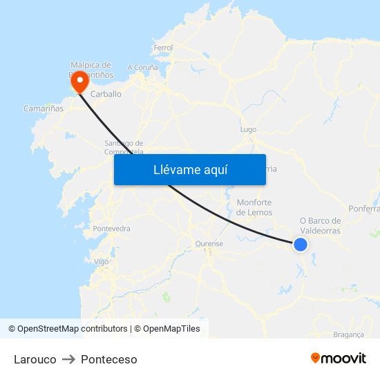 Larouco to Ponteceso map