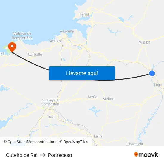 Outeiro de Rei to Ponteceso map