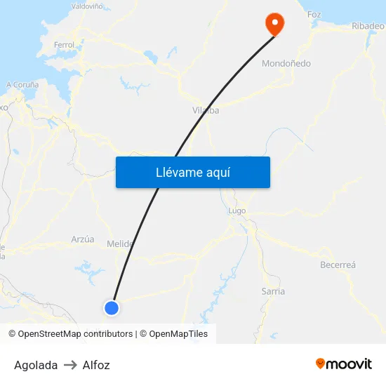 Agolada to Alfoz map