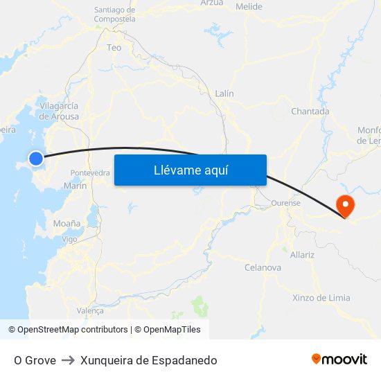 O Grove to Xunqueira de Espadanedo map